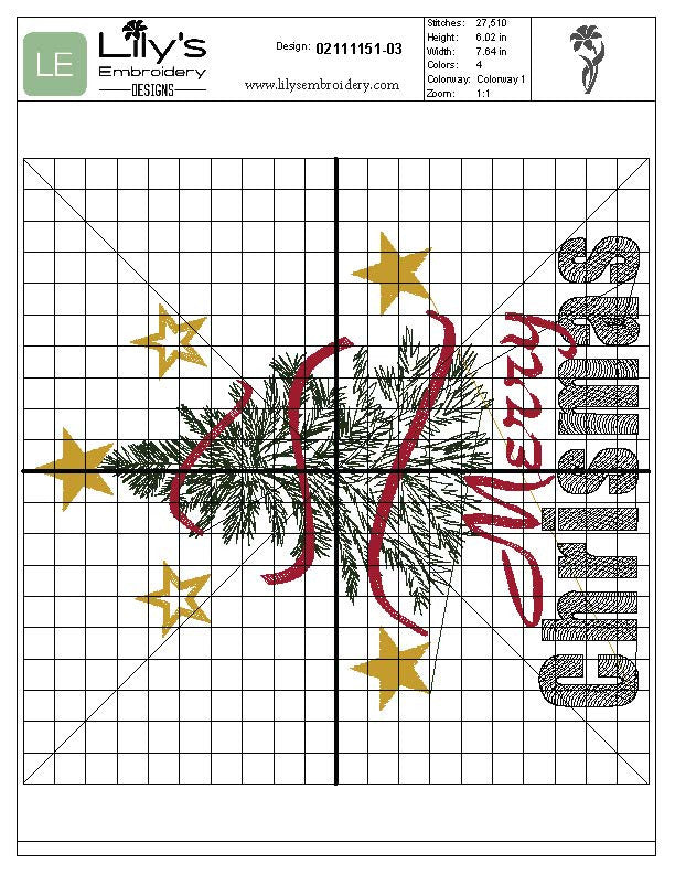 Merry Christmas Machine Embroidery Designs - 4 Sizes