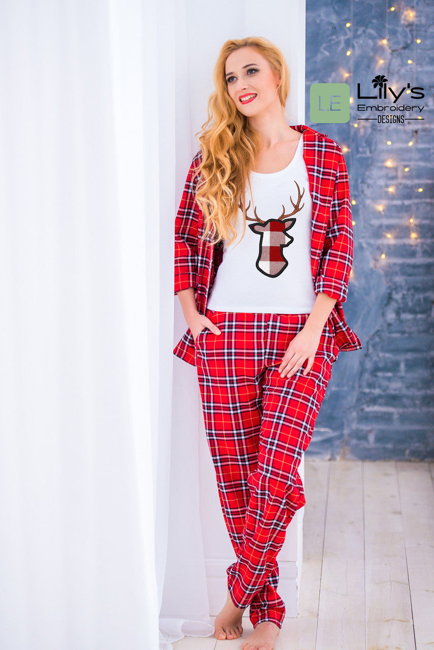 Deer Applique Machine Embroidery Design