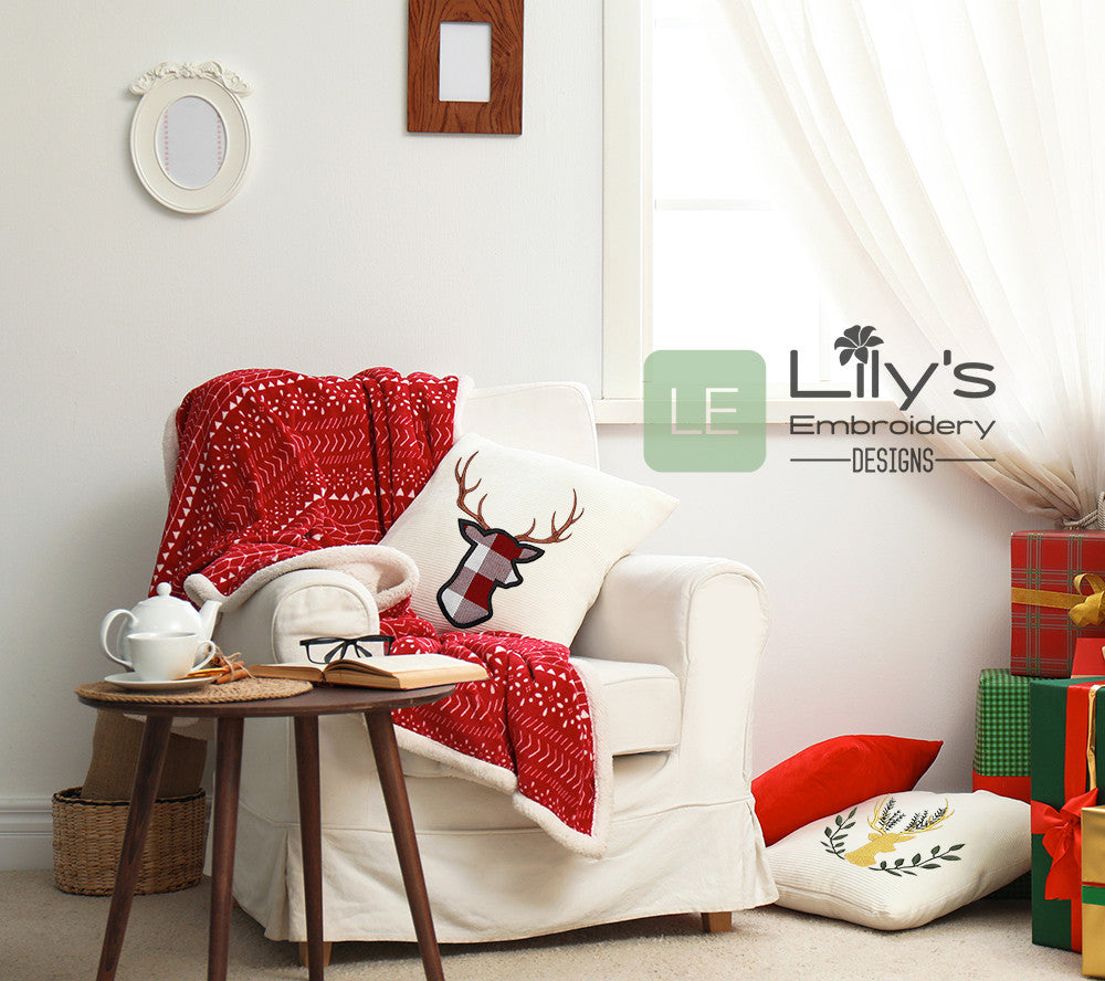 Deer Applique Machine Embroidery Design