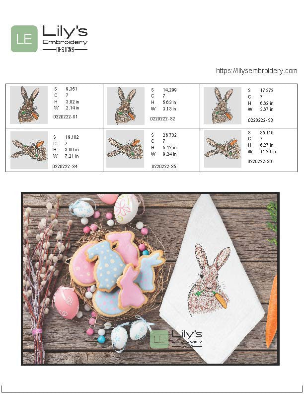 Sweet Bunny Machine Embroidery design (6 Sizes)
