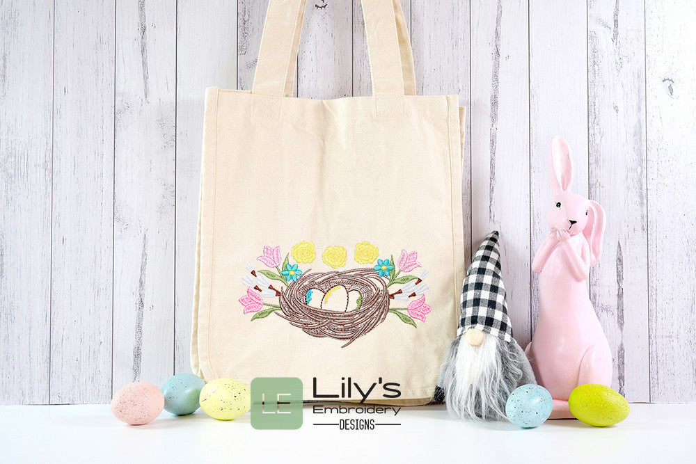 Blooming Nest Machine Embroidery Design (5 Sizes)