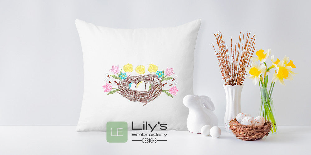 Blooming Nest Machine Embroidery Design (5 Sizes)