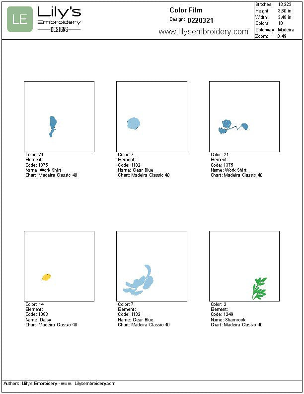 Iris Blue Peony Machine Embroidery Design - 5 Sizes