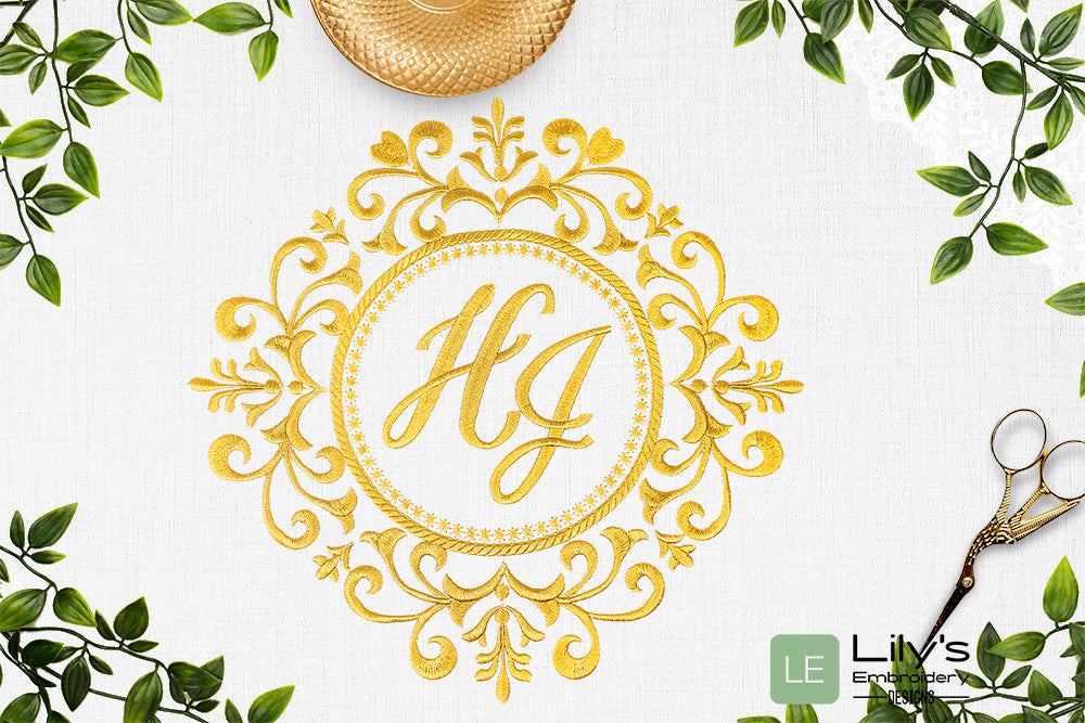 Wedding Monogram Frame Machine Embroidery Designs 4 Sizes