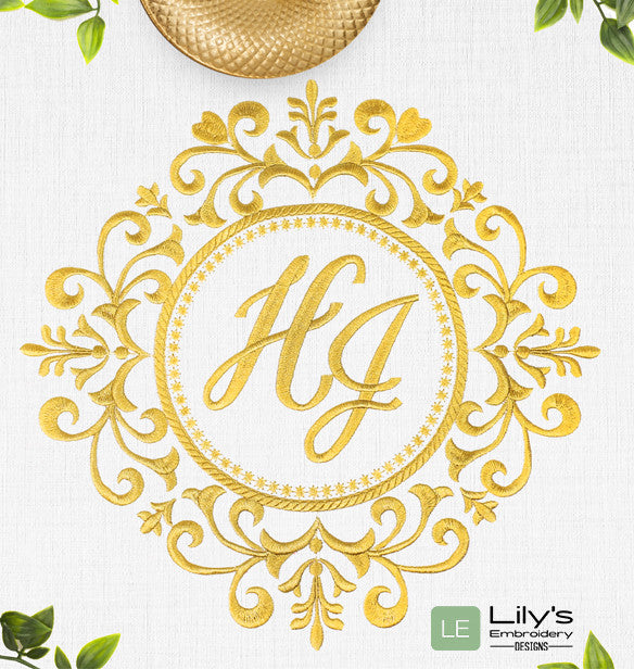 Wedding Monogram Frame Machine Embroidery Designs 4 Sizes