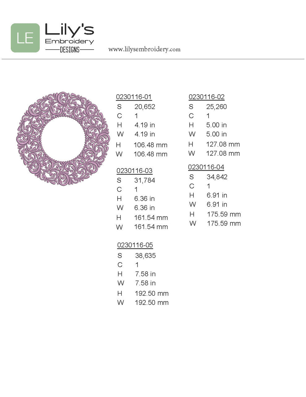 Round Monograms Machine Embroidery Design 5 Sizes