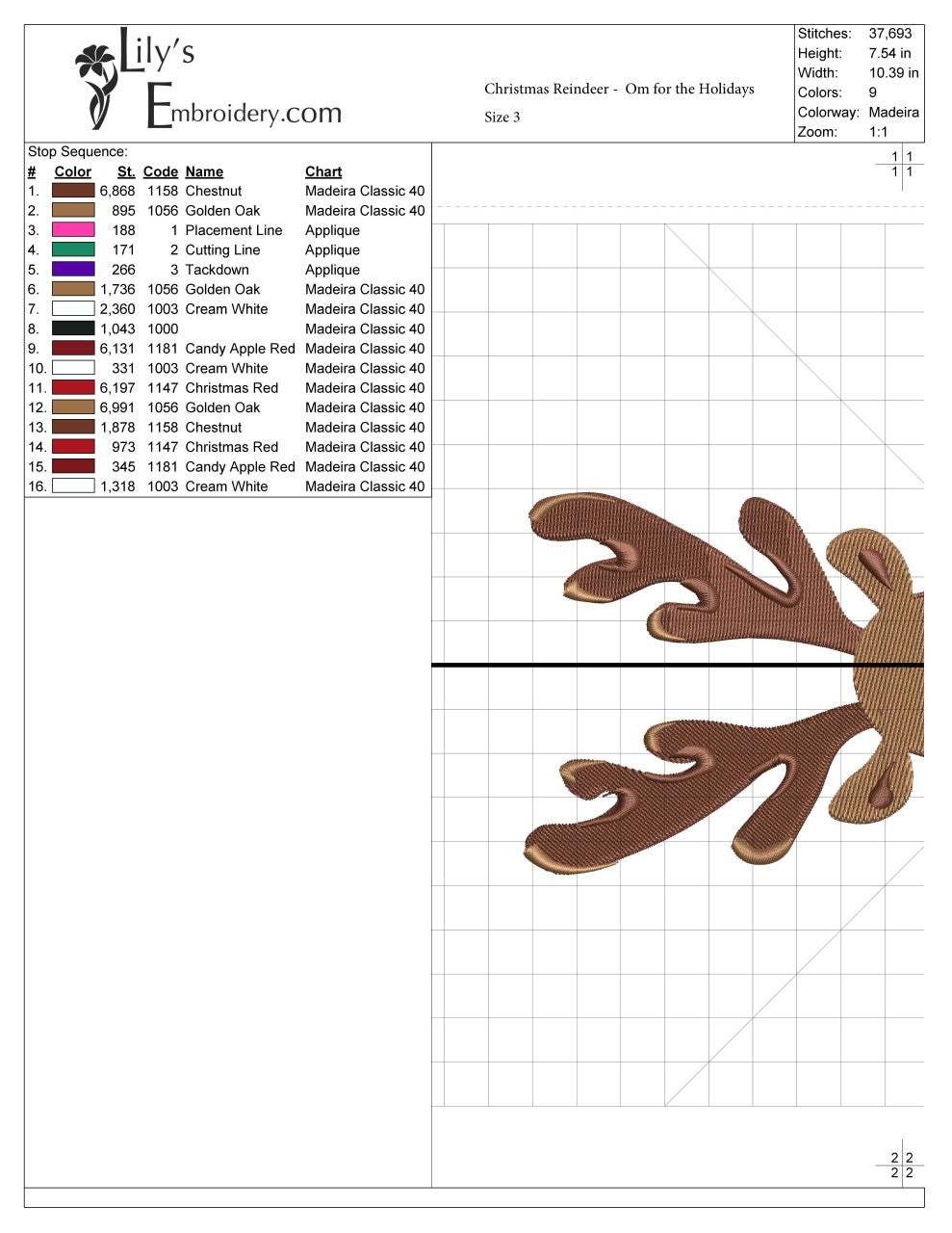 Omm.... Reindeer Appliqué Machine embroidery Design 3 sizes