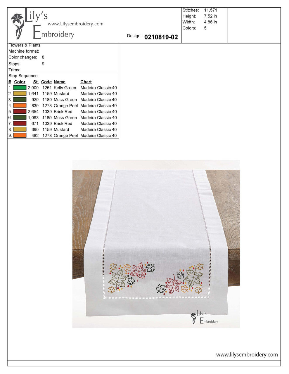 Leaves Machine Embroidery Design - Fall - 5 Sizes