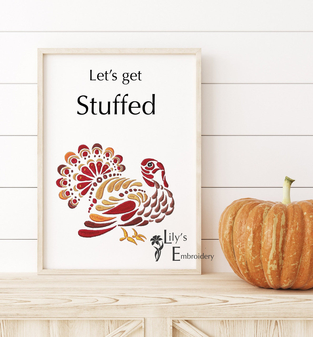 Elegant Turkey Machine Embroidery Design - 6 Sizes