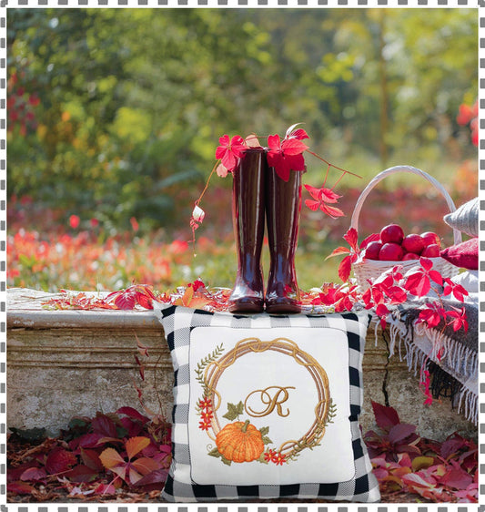 Pumpkin Wreath Machine Embroidery Designs