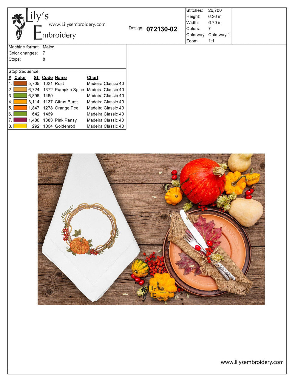 Pumpkin Wreath Machine Embroidery Designs