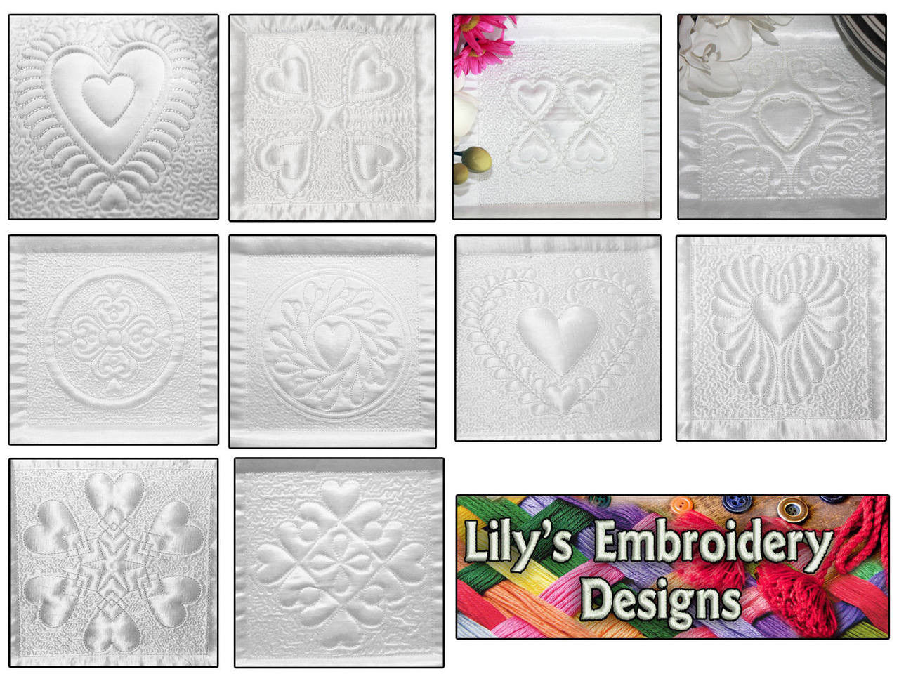 Hearts Quilting Blocks Machine Embroidery Design Pack