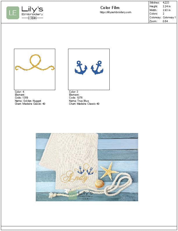 Anchors Aweigh Machine Embroidery Design (6 Sizes)