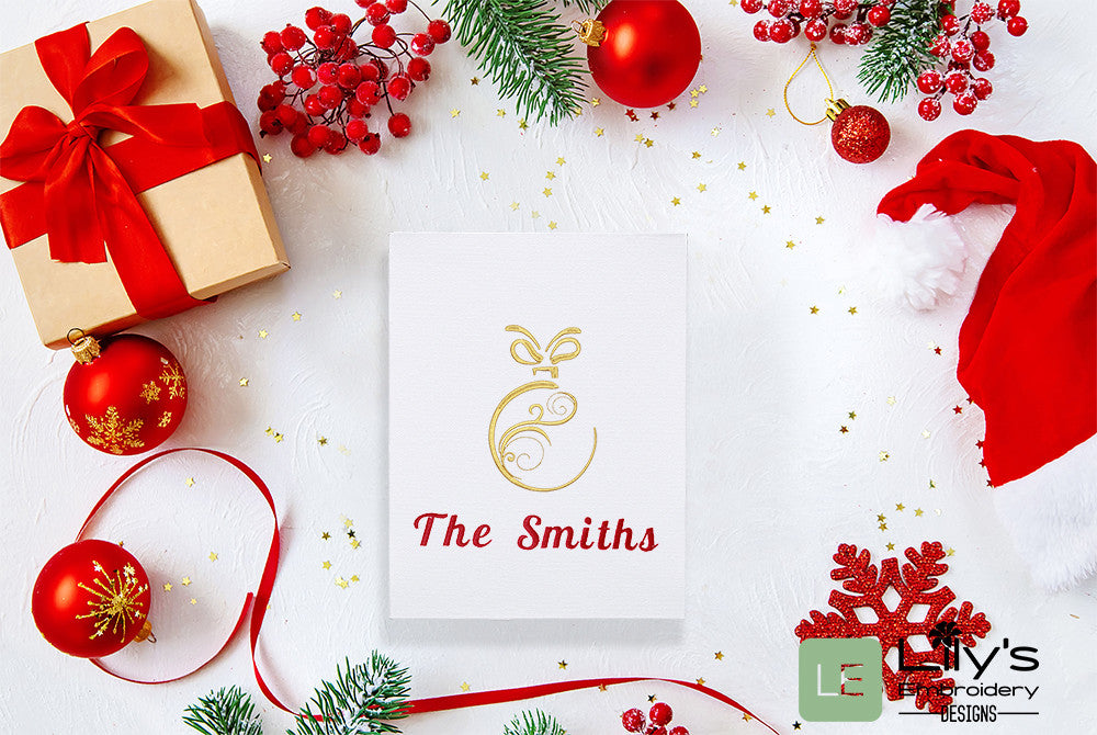 Christmas Ornament Monogram Machine Embroidery Design