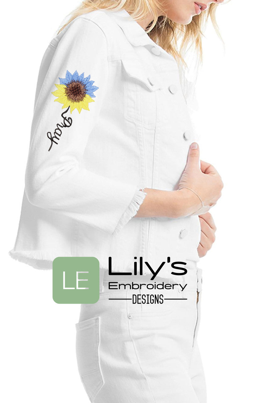 Pray for Ukraine Sunflower Machine Embroidery Design 6 Sizes- FREE