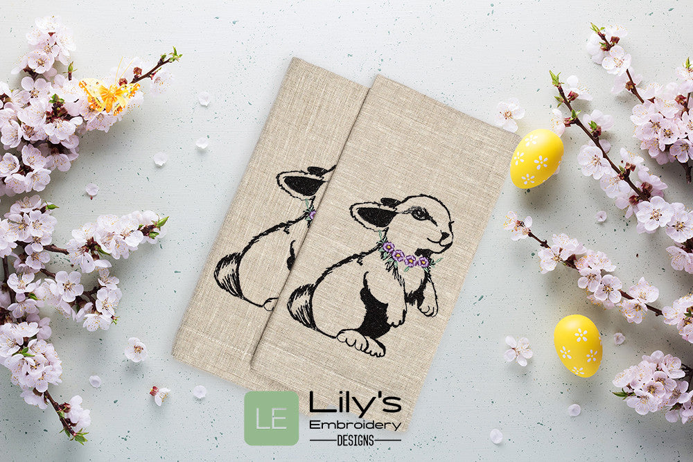 Rabbit Sketch Machine Embroidery design - 5 Sizes