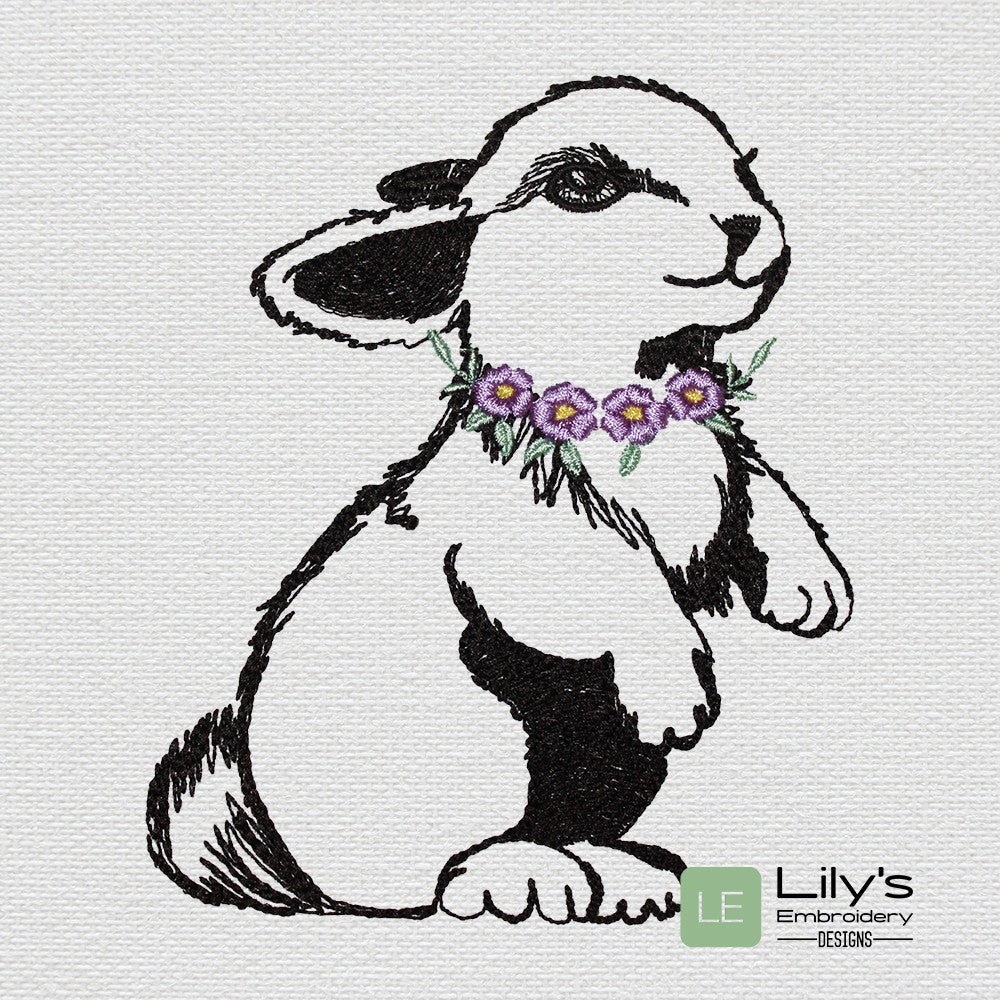 Rabbit Sketch Machine Embroidery design - 5 Sizes