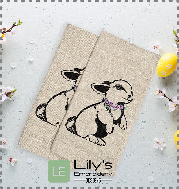 Rabbit Sketch Machine Embroidery design - 5 Sizes