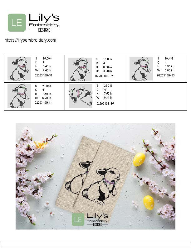 Rabbit Sketch Machine Embroidery design - 5 Sizes
