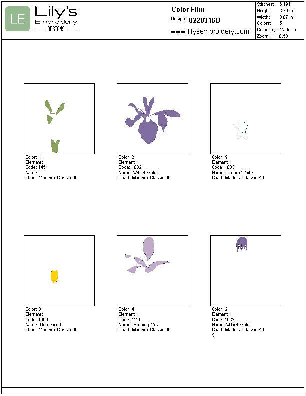 Iris Machine Embroidery Design - 4 Sizes