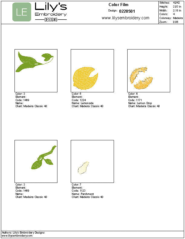 Tiny Lemons Machine Embroidery Designs- 2 Sizes