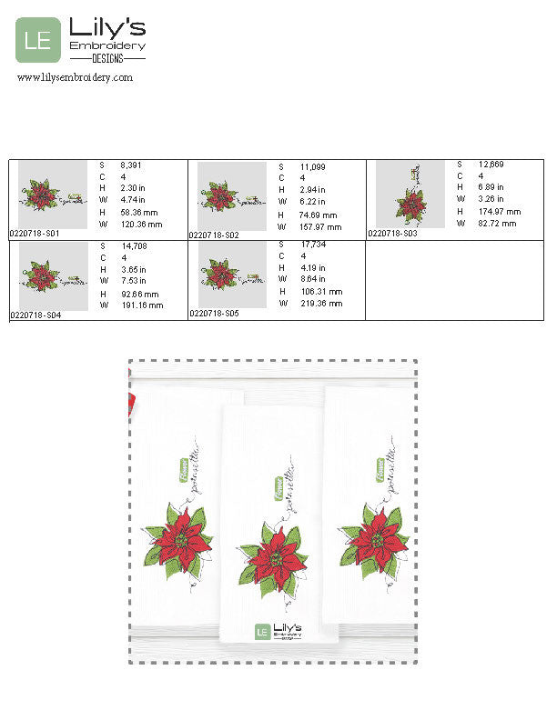 Christmas Poinsettia Machine Embroidery Designs