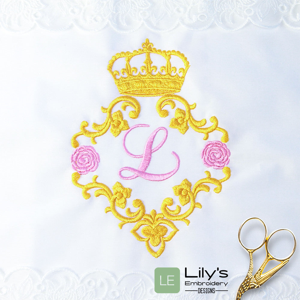 Floral Vintage Monogram Frame Machine Embroidery Design