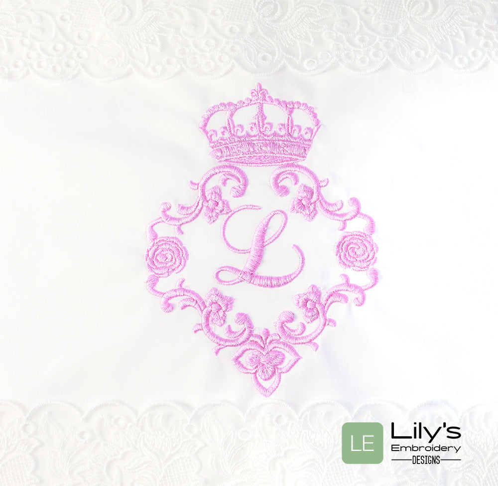 Floral Vintage Monogram Frame Machine Embroidery Design
