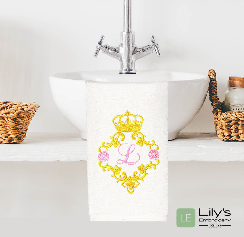 Floral Vintage Monogram Frame Machine Embroidery Design