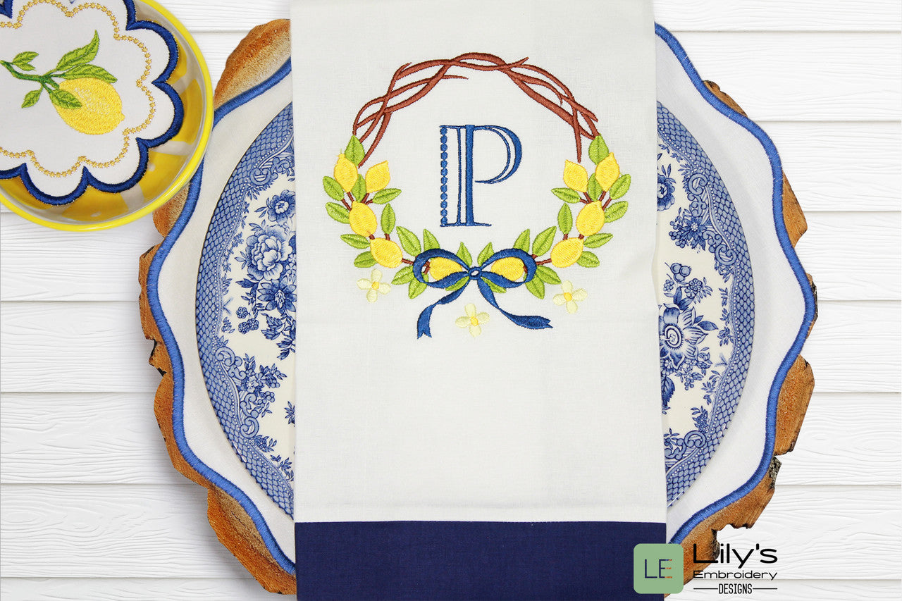 Rustic Lemon Wreath Machine Embroidery Designs