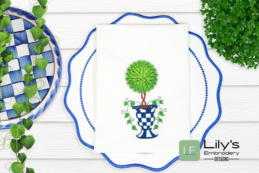 Checkered Topiary Machine Embroidery Designs -Small