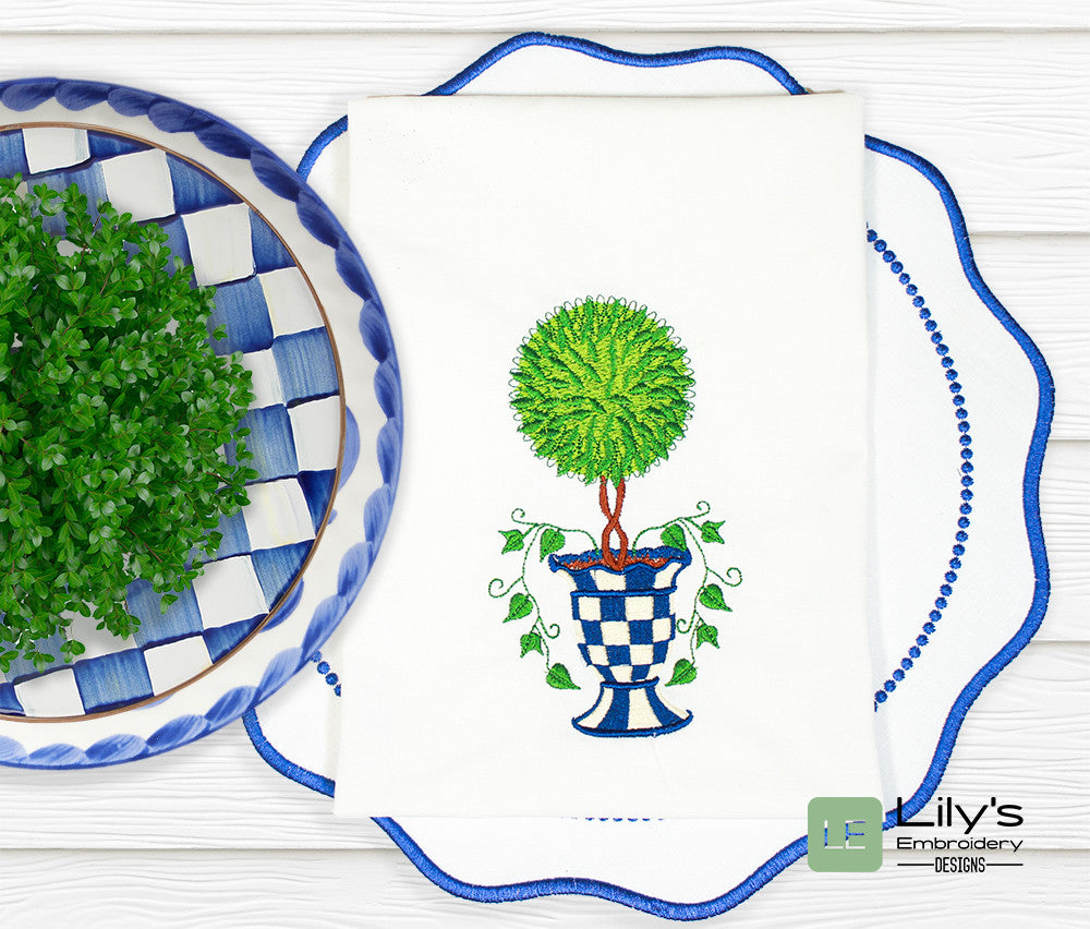 Checkered Topiary Machine Embroidery Designs -Small