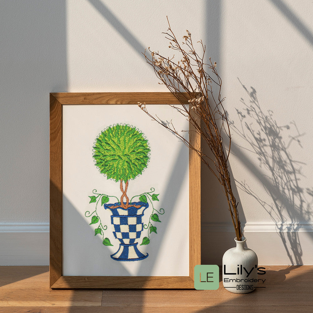 Checked Topiary Machine Embroidery Designs - Large