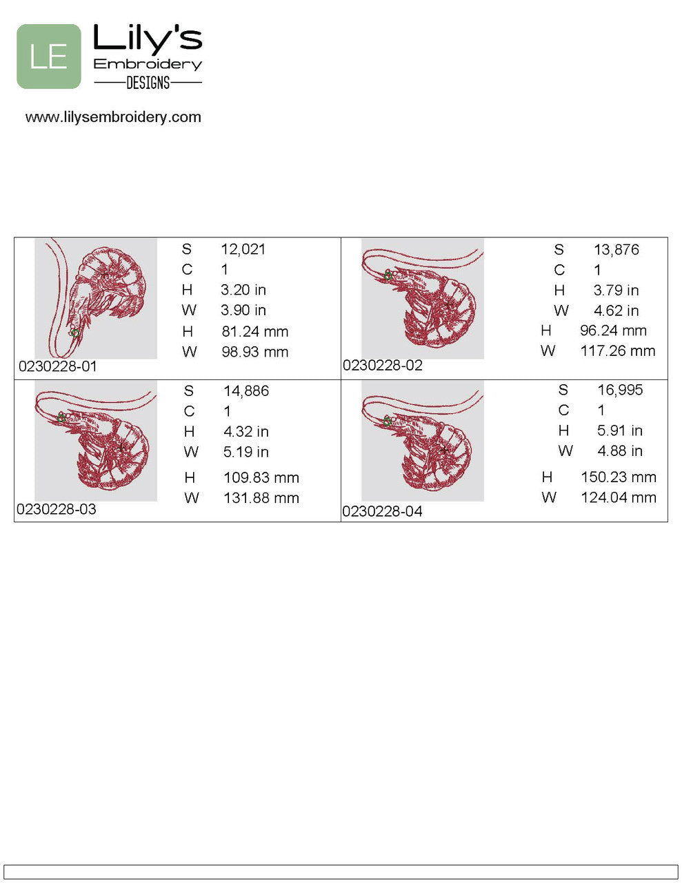 Shrimp Machine Embroidery Designs