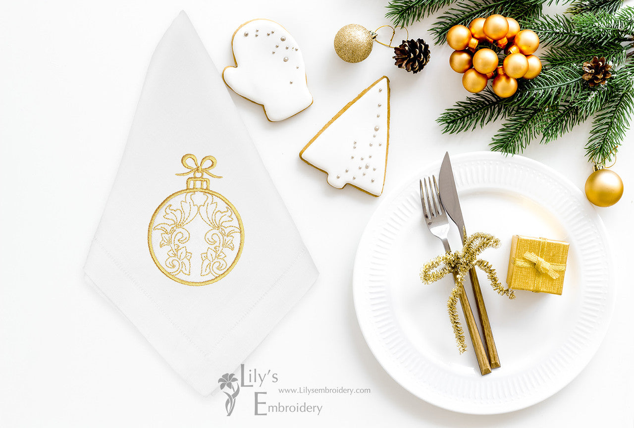 Christmas Balls Machine Embroidery Design - Set of 5