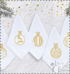 Christmas Balls Machine Embroidery Design - Set of 5