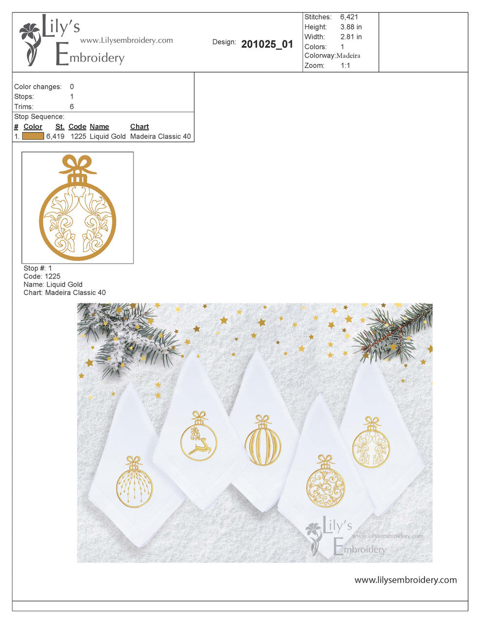 Christmas Balls Machine Embroidery Design - Set of 5