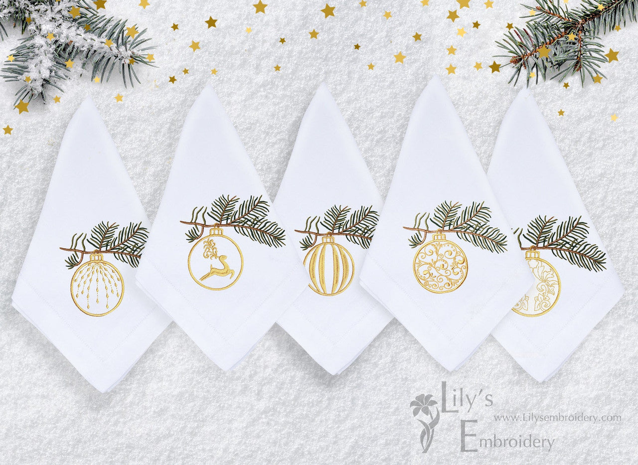 Christmas Balls Machine Embroidery Design - 4 Sizes