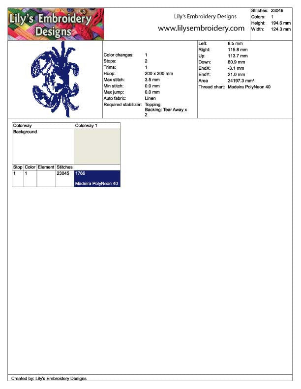 Crab Machine Embroidery Design 2 sizes