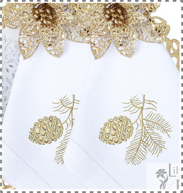 Gold Pine Cone Machine Embroidery Designs - 3 Sizes