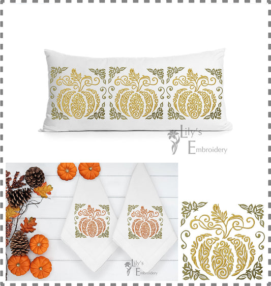 Floral Pumpkin Machine Embroidery Design - 5 Sizes