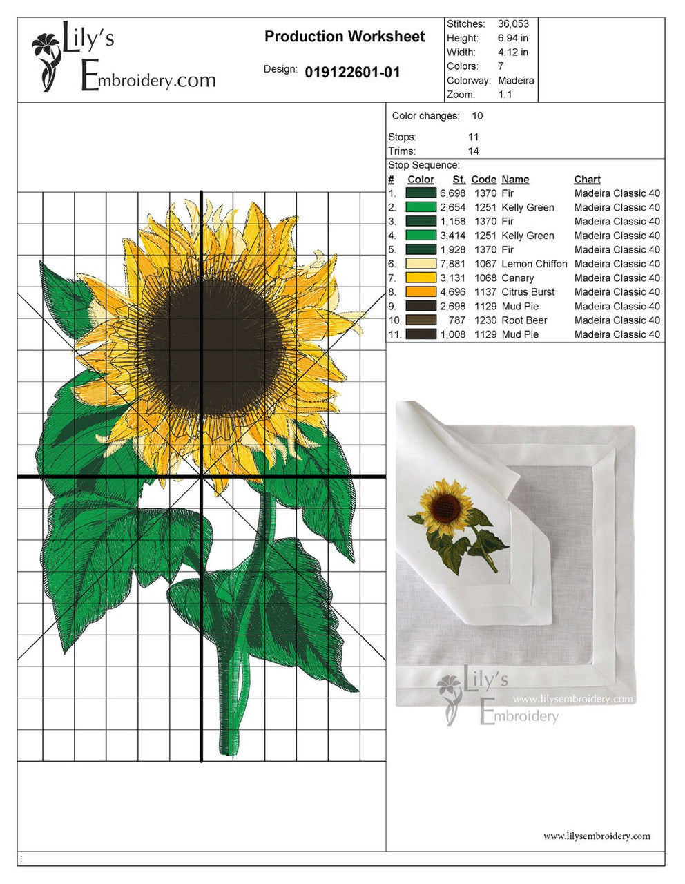 Elegant Sunflower Machine Embroidery Design