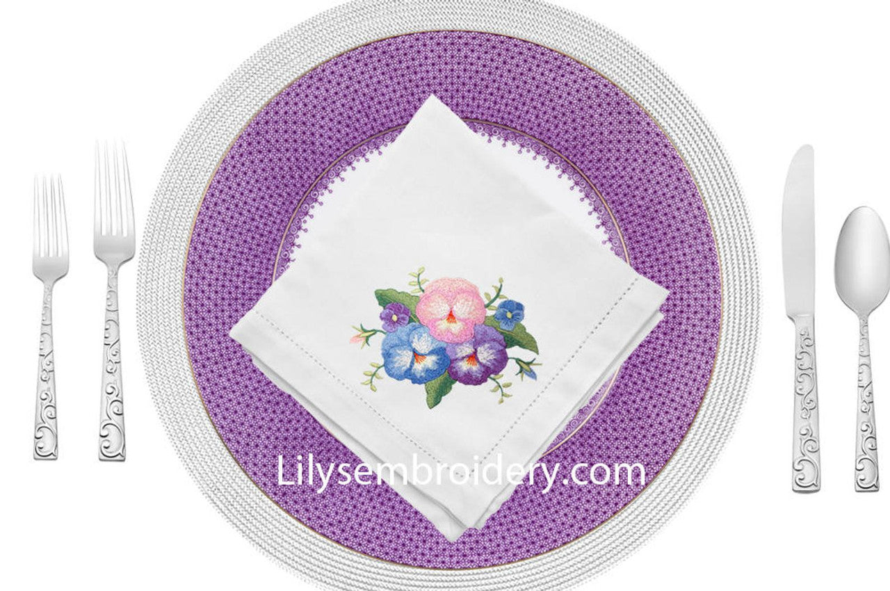 Machine Embroidery Design - Pansy Bouquet Design 2 Sizes