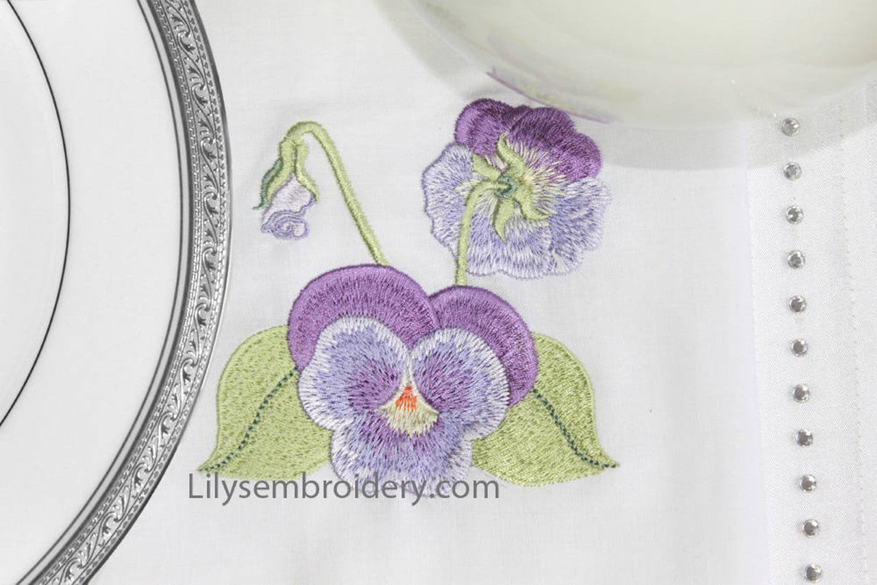 Machine Embroidery Design - Pretty Pansy Embroidery Design