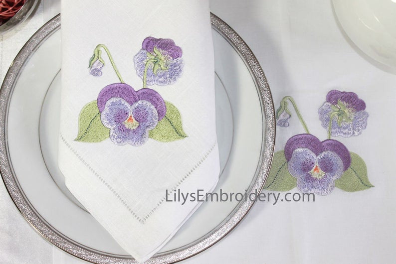 Machine Embroidery Design - Pretty Pansy Embroidery Design