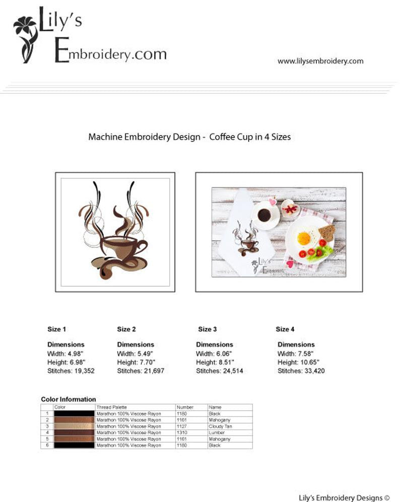 Machine Embroidery Design Latte Coffee Cup