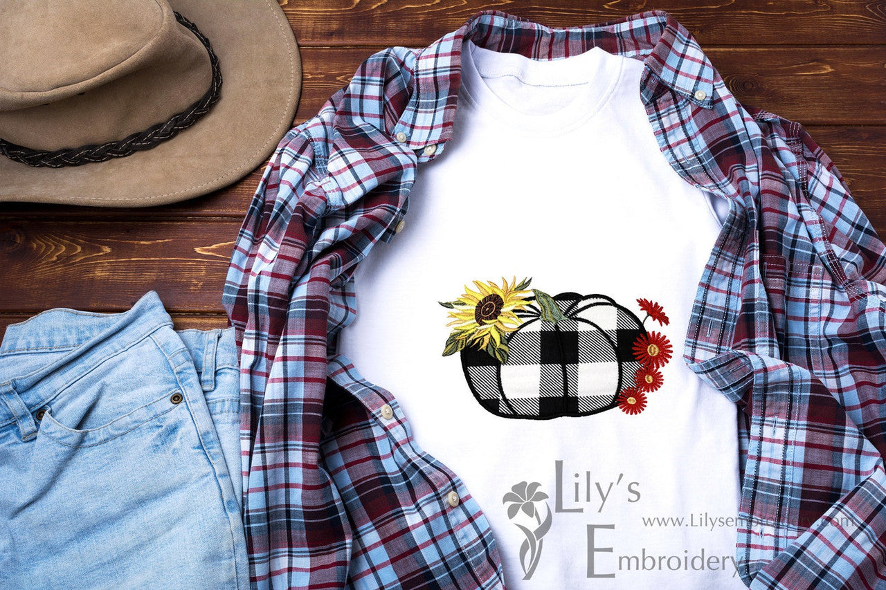 Pumpkin Applique Machine Embroidery Design - 4 sizes