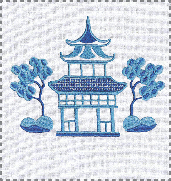 Pagoda Machine Embroidery Design - 3 Sizes