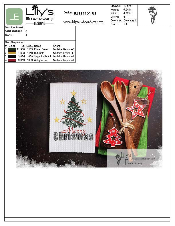 Merry Christmas  Machine Embroidery Designs - 4 Sizes