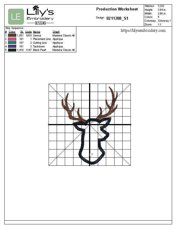 Deer Applique Machine Embroidery Design